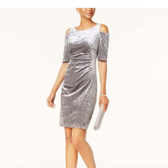 connected apparel Dresses & Skirts - Connected Apparel crushed velvet cold shoulder dress